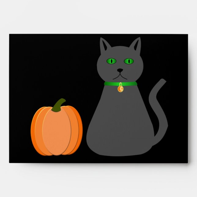 Cute Halloween Cat and Pumpkin Envelope (Front)