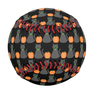 Cute Halloween Cat and Pumpkin Patterned Baseball