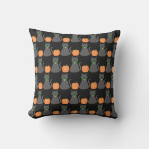Cute Halloween Cat and Pumpkin Patterned Cushion