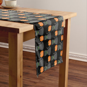 Cute Halloween Cat and Pumpkin Patterned Short Table Runner