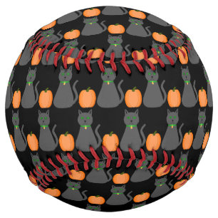 Cute Halloween Cat and Pumpkin Patterned Softball