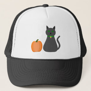 Cute Halloween Cat and Pumpkin Trucker Hat