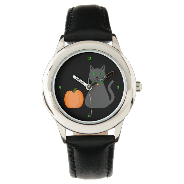 Cute Halloween Cat and Pumpkin Watch (Front)