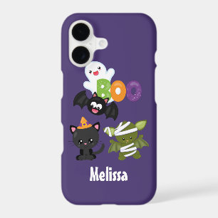 Cute Halloween Cat, Bat, Mummy & Ghost
