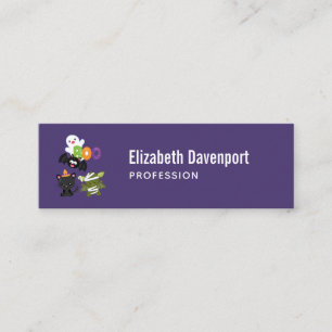 Cute Halloween Cat, Bat, Mummy & Ghost Mini Business Card
