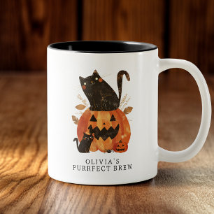 Cute Halloween Cat Custom Two-Tone Coffee Mug