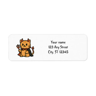 Cute Halloween Cat Devil Return Address Label