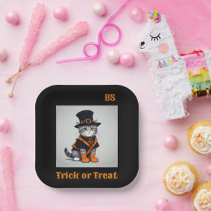 Cute Halloween cat in Disguise   Festive  Paper Plate