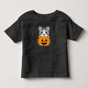 Cute Halloween Cat in Jack o Lantern Toddler T-Shirt