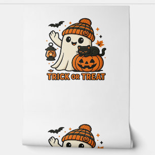 Cute Halloween Cat in Pumpkin Costume Classic T-Sh Wallpaper