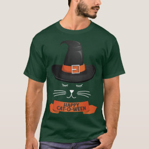 Cute Halloween Cat In Witchs Hat Sleepy Kitty Cat T-Shirt