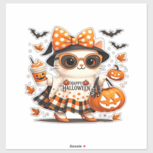 Cute Halloween Cat � Kawaii Witch Kitty with Pumpk
