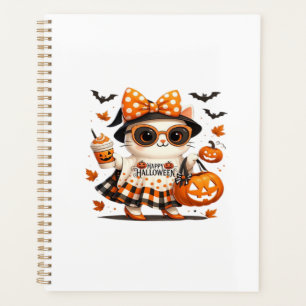Cute Halloween Cat � Kawaii Witch Kitty with Pumpk Planner