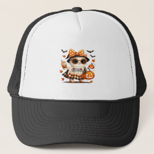 Cute Halloween Cat � Kawaii Witch Kitty with Pumpk Trucker Hat