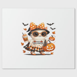 Cute Halloween Cat � Kawaii Witch Kitty with Pumpk Wrapping Paper