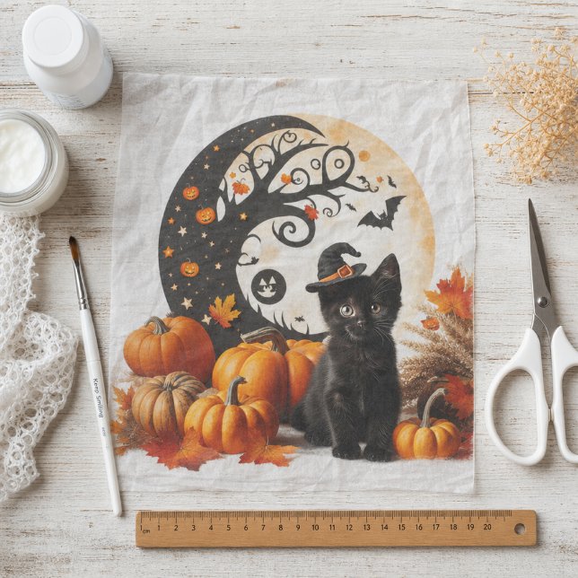 Cute Halloween Cat Moon Pumpkin  Tissue Paper (Creator Uploaded)