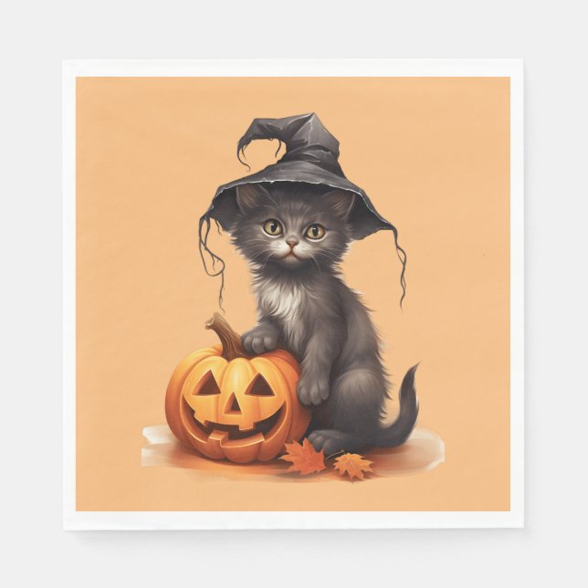 Cute Halloween cat Napkin (Front)