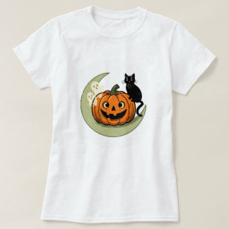 Cute Halloween Cat on Pumpkin Women's T-Shirt
