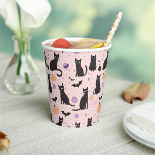 Cute Halloween cat orange Paper Cups