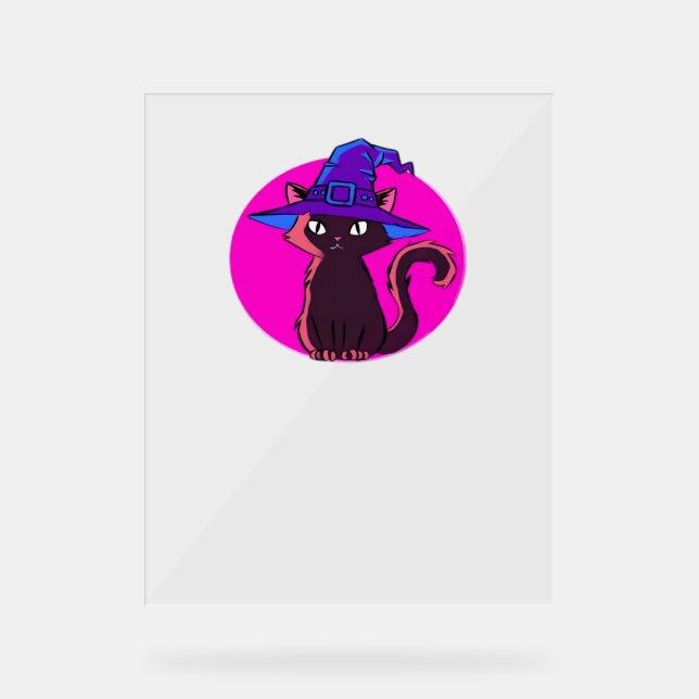 Cute Halloween Cat Oversized T-Shirt Acrylic Sign (Front)