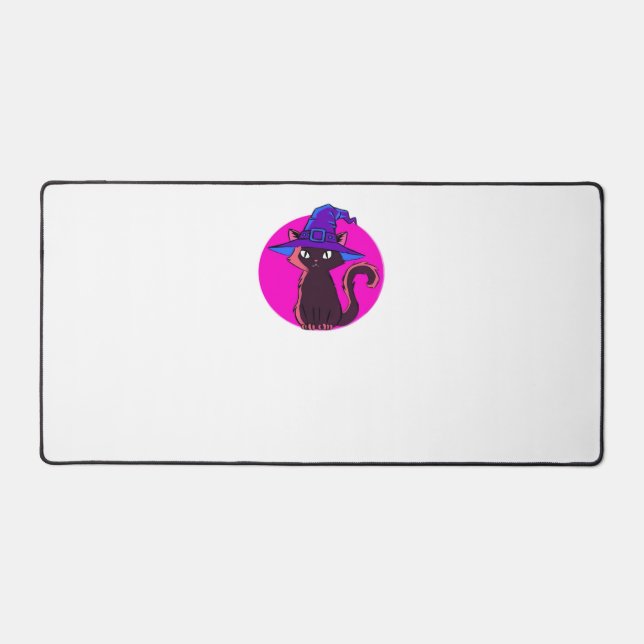 Cute Halloween Cat Oversized T-Shirt Desk Mat (Front)