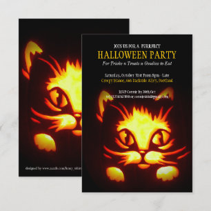 cute halloween cat pumpkin party invitation 2