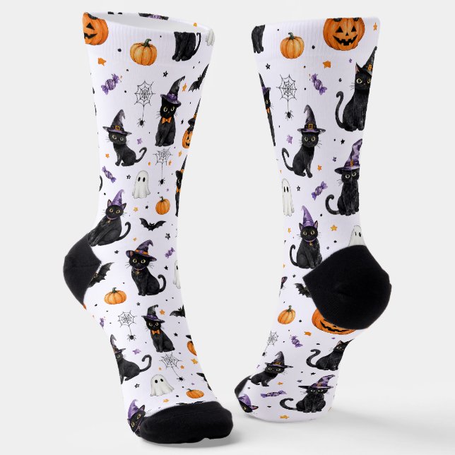 Cute Halloween Cat Socks | Cat Lover gift (Angled)