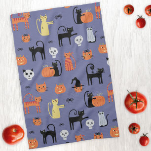 Cute Halloween Cat Spooky Tea Towel