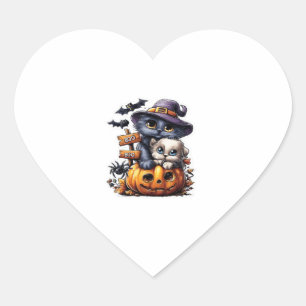 Cute Halloween Cat Sticker � Witch Hat, Pumpkin an