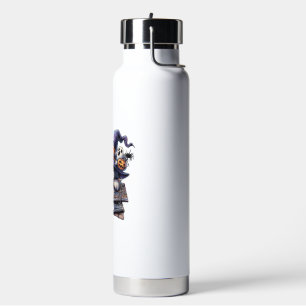 Cute Halloween Cat Sticker � Witch Hat, Pumpkin an Water Bottle