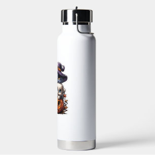 Cute Halloween Cat Sticker � Witch Hat, Pumpkin an Water Bottle