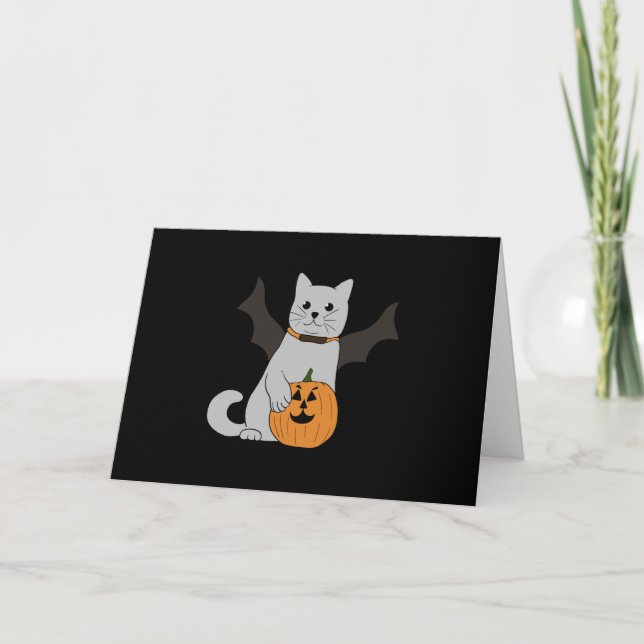 Cute Halloween Cat with a pumpkin Credit Card Bott (Front)