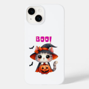 Cute Halloween Cat with Pumpkin and Witch Hat Deco Case-Mate iPhone 14 Case