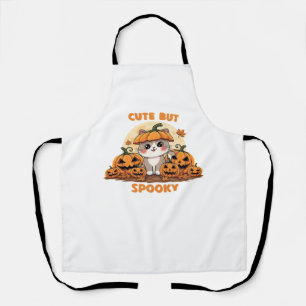Cute Halloween Cat with Pumpkins – Kawaii Spooky F Apron