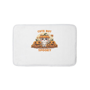Cute Halloween Cat with Pumpkins – Kawaii Spooky F Bath Mat