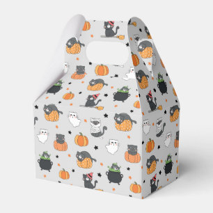 Cute Halloween Cats and Ghosts Pattern Favour Box
