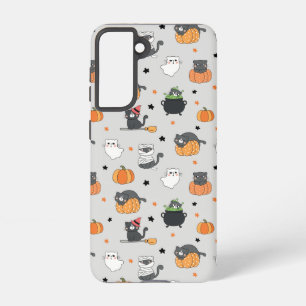 Cute Halloween Cats and Ghosts Pattern Samsung Galaxy Case