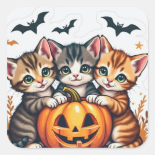 Cute Halloween Cats and Pumpkin fal Vinyl Sticker 