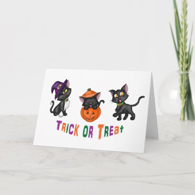 Cute Halloween Cats Card (Front)
