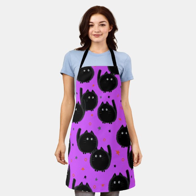 Cute Halloween Cats Pattern Apron (Worn)