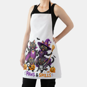 Cute Halloween Cats Paws and Spells Apron