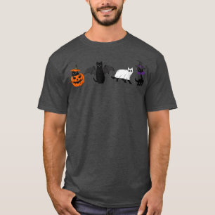 Cute Halloween Cats Pumpkin Demon Ghost Witch 511 T-Shirt
