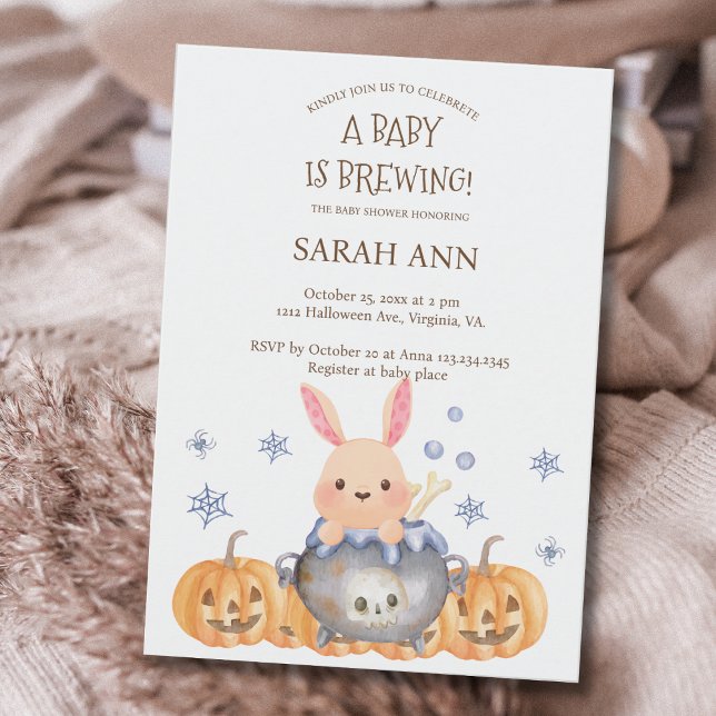 Cute Halloween Cauldron Baby is Brewing Shower Invitation (Cute Halloween Cauldron Baby is Brewing Shower Invitation)