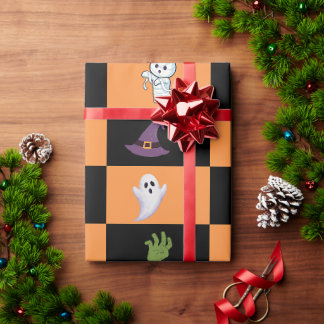 Cute Halloween Characters Pattern Wrapping Paper