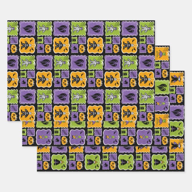 Cute Halloween Characters Wrapping Paper Sheet (Set)