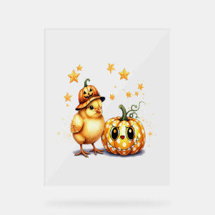 Cute Halloween Chick Pumpkin Acrylic Sign