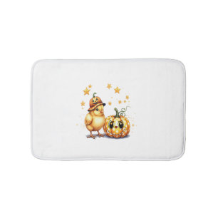 Cute Halloween Chick Pumpkin Bath Mat