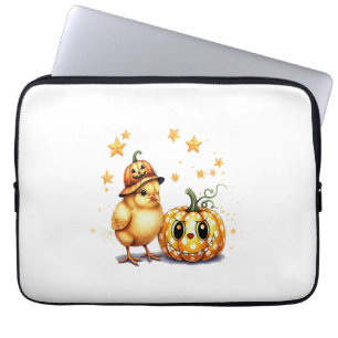 Cute Halloween Chick Pumpkin Laptop Sleeve