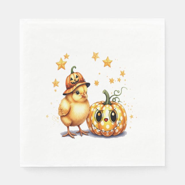 Cute Halloween Chick Pumpkin Napkin (Front)