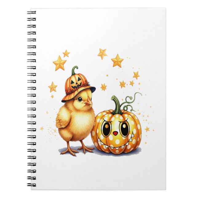 Cute Halloween Chick Pumpkin Notebook (Front)